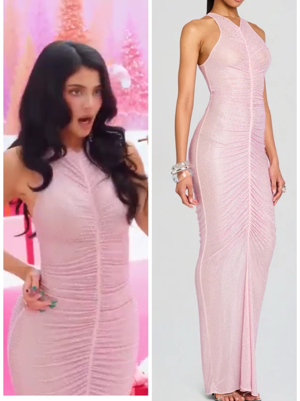 Retrofete Marsann Embellished Maxi Dress Studded Bodycon Primrose Pink XS